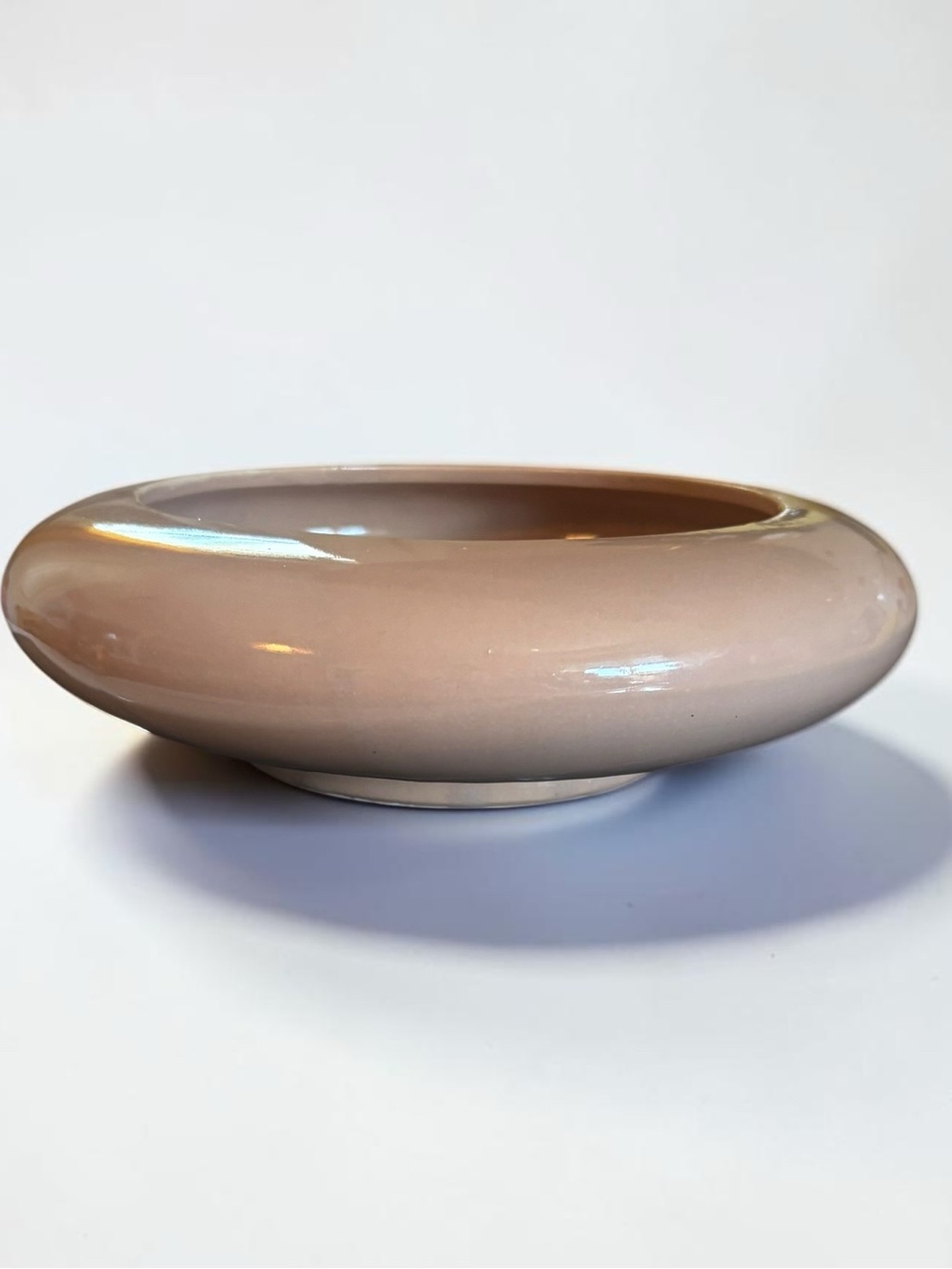 Vintage USA Art Pottery Pink Ceramic Bowl Planter 8 Inch MCM
